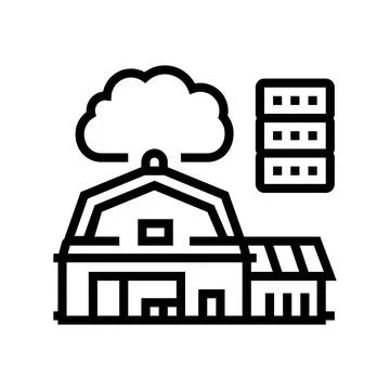 Iot connected farm agri tech line icon vector illustration Ilustración de archivo