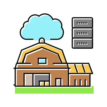 Iot connected farm agri tech color icon vector illustration Stock Illustration