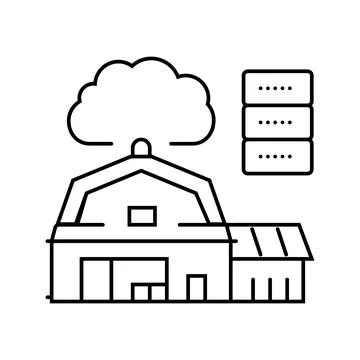 Iot connected farm agri tech line icon vector illustration Ilustración de archivo