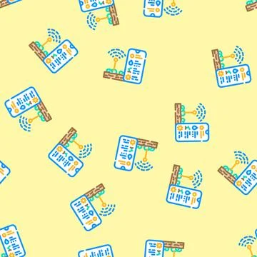 Iot connected farm agri tech vector seamless pattern Illustrazione stock