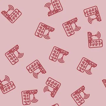 Iot connected farm agri tech line vector seamless pattern 스톡 일러스트