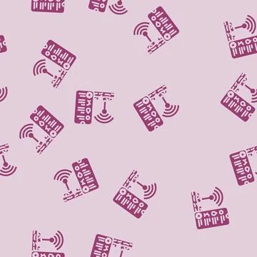 Iot connected farm agri tech glyph vector seamless pattern Illustrazione stock