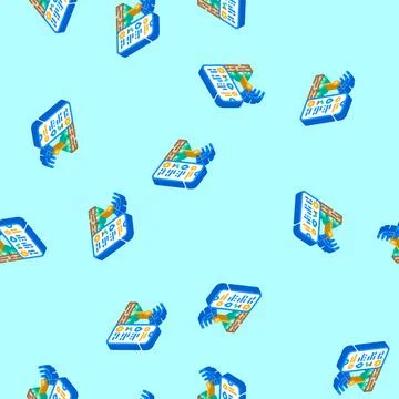 Iot connected farm agri tech isometric icon seamless pattern Stock Illustration