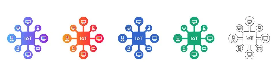 IoT Device Connectivity Network Icon Set Stock Illustration