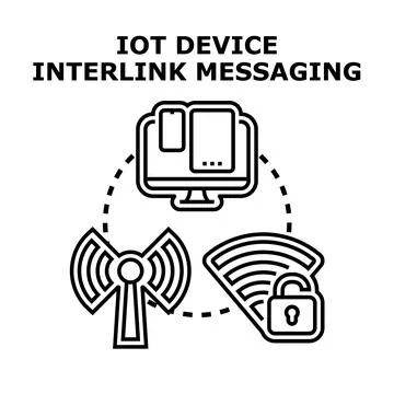 Iot device interlink messaging concept illustration Stock Illustration