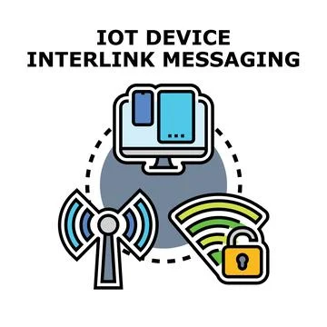 Iot device interlink messaging concept illustration Stock Illustration