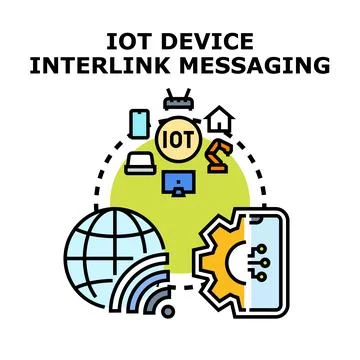 Iot device interlink messaging platform concept 库存插图