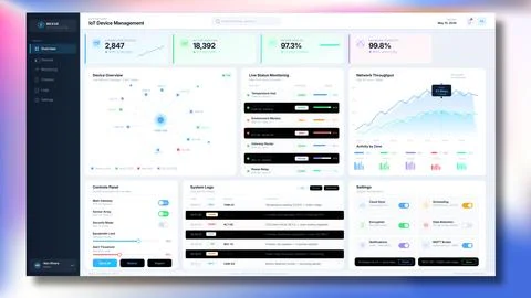 IoT Device Management Dashboard Vector Smart Device Interface Stock Illustration