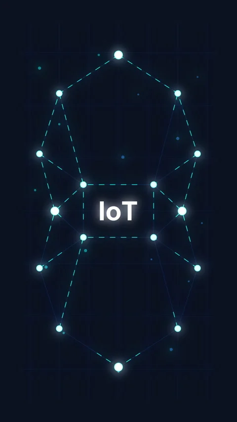 IoT digital network nodes, connected points, data line, cloud computing, cy.. Stock Footage 348341248