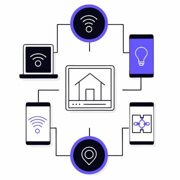 IoT Ecosystems Infographics: Seamless Vector Design for Smart, Connected Te.. Stock Illustration