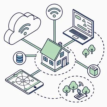 IoT Ecosystems Infographics: Seamless Vector Design for Smart, Connected Te.. Stock-Illustration