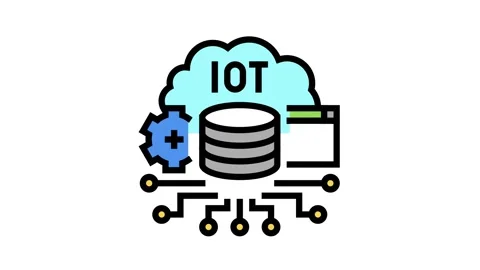 Iot electronic technology color icon animation Stock Footage 224034529