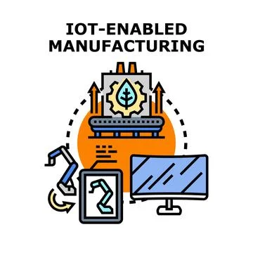 Iot enabled manufacturing digital transformation process Stock-Illustration