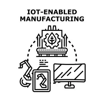Iot enabled manufacturing digital transformation process Ilustração Stock