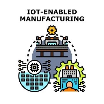 Iot enabled manufacturing process automation controlling production イラスト素材