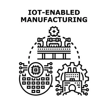 Iot enabled manufacturing process automation controlling production イラスト素材