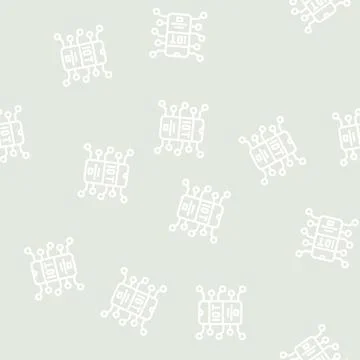 Iot financial technology line vector seamless pattern Stock Illustration