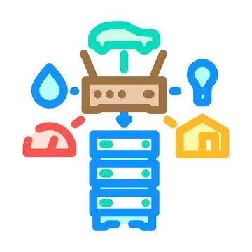Iot gateway data center color icon vector illustration Stock Illustration