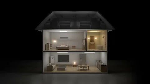 IoT House light on-off energy saving efficiency control, Smart home appliances. Stock Footage 79518697