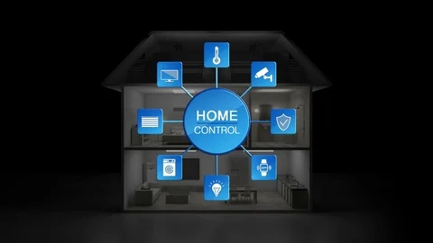 IoT House light on-off energy saving efficiency control, Smart home appliances. 動画素材 79875425