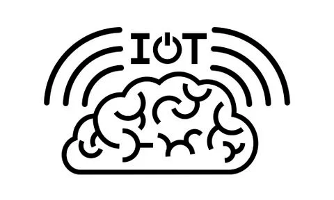 Iot icon flat design, black isolated. Stock Illustration