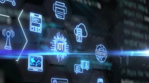 Iot icons of electronic devices with wireless conection Stock Footage 267073909