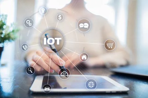 IOT. Internet of Thing concept. Multichannel online communication network 库存照片