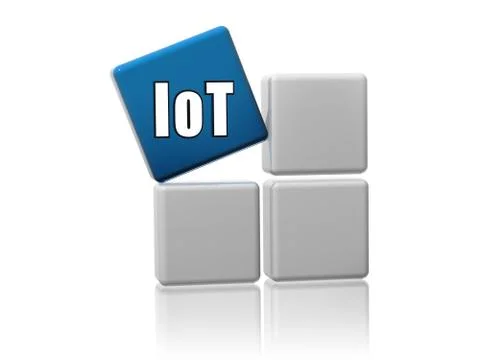 Iot - internet of things in blue cube on boxes 3D illustration Stock Illustration