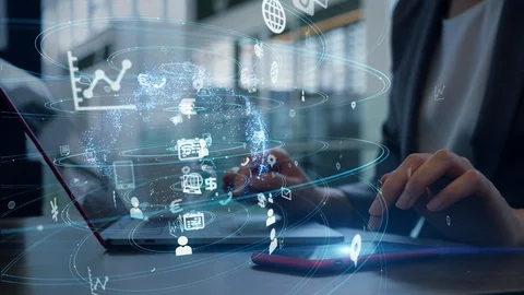 IoT (Internet of Things) concept. Communication network. Stock Footage 115761344