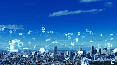 IoT (Internet of Things) concept. Communication network. Stock-Footage 121299503