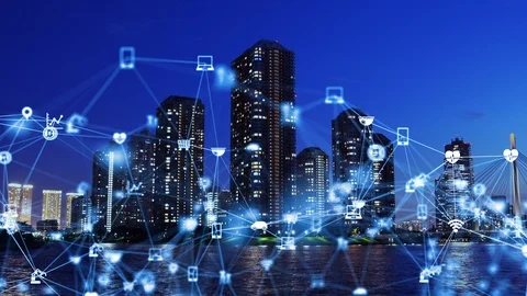 IoT (Internet of Things) concept. Communication network. Stock Footage 121299733