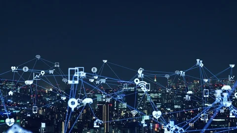 IoT (Internet of Things) concept. Communication network. Stock Footage 121299914