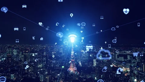 IoT (Internet of Things) concept. Communication network. Stock Footage 121300028