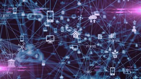 IOT Internet of things connected devices cloud computing on 5G network Stock Illustration