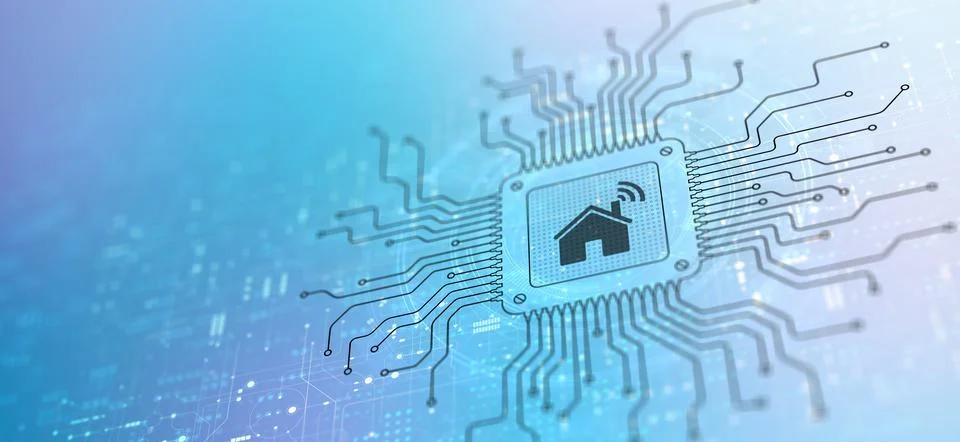 IoT Internet of Things for Smart Home Automation and Connected Device Control Ilustração Stock