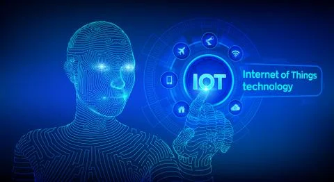 IOT. Internet of Things technology concept on virtual screen. Wireless commun Stock Illustration