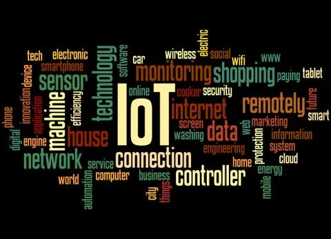 IoT - Internet of things, word cloud concept Illustrazione stock