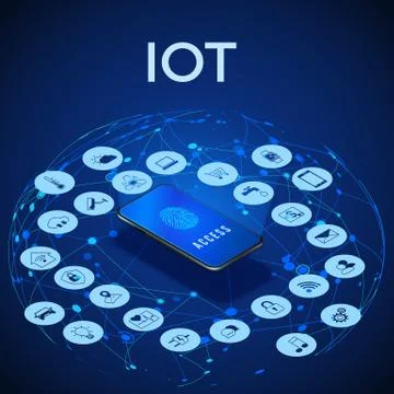 IOT isometric concept. Digital global ecosystem. Monitoring and control by sm Stock Illustration