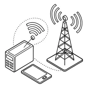 IoT Network Connection Technology Outline Icon Illustrazione stock