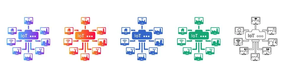 IoT Network Connectivity Concept Illustration Set 스톡 일러스트
