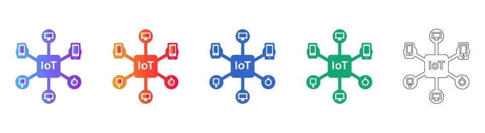 IoT Network Connectivity Digital Illustration Stock Illustration