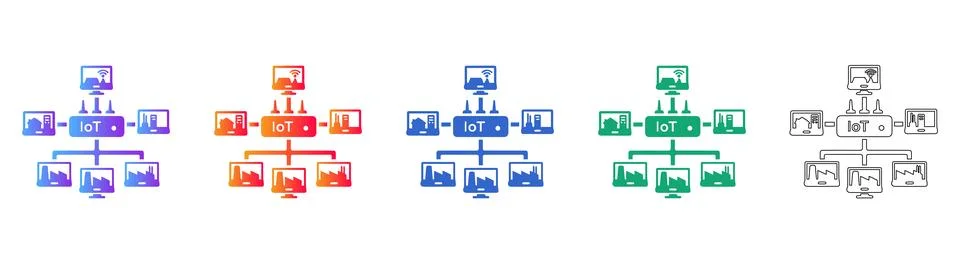 IoT Network Management Icons Ilustração Stock