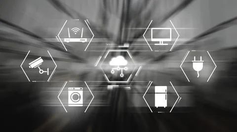 Iot or Internet of things concept. Scheme with cloud services and security ,  Stock Photos