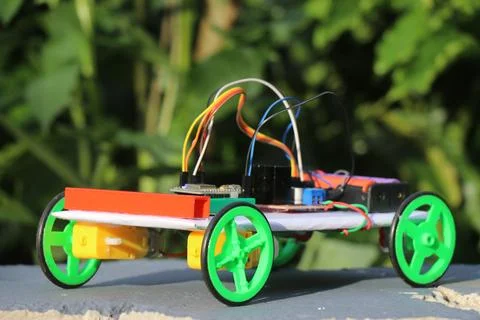 Iot powered car made with 3d printed parts and programmable microcontroller Stock Photos