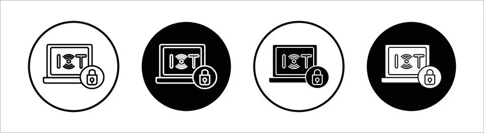 IOT security tools flat line icon set. IOT security tools Thin line illustr.. Stock Illustration