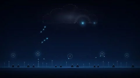 IoT Sensor Data Uplink Edge Gateways To Cloud Seamless Loop 스톡 동영상 347126579