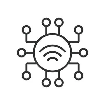 IoT sensor, icon in line design. IoT sensors, internet of things sensors, smart Illustrazione stock