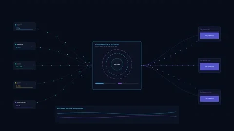 IoT Sensor Network Data Stream Flow Animation Loop 動画素材 345339308