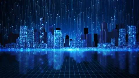IoT Smart City with Cloud Connectivity and Urban Data Network Stock Footage 342612356