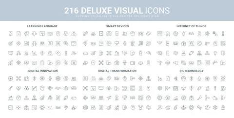 Iot support, foreign language learning, biotechnology, digital innovation line 스톡 일러스트
